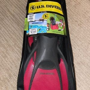 Women’s fins, goggles and face mask